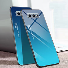 Silikon Schutzhülle Rahmen Tasche Hülle Spiegel Farbverlauf Regenbogen H02 für Samsung Galaxy S10e Blau
