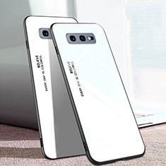 Silikon Schutzhülle Rahmen Tasche Hülle Spiegel Farbverlauf Regenbogen H02 für Samsung Galaxy S10e Weiß