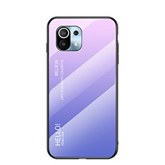 Silikon Schutzhülle Rahmen Tasche Hülle Spiegel Farbverlauf Regenbogen H02 für Xiaomi Mi 11 5G Helles Lila