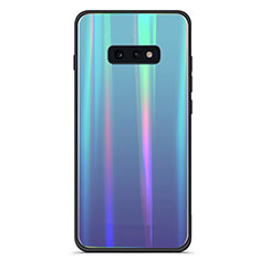 Silikon Schutzhülle Rahmen Tasche Hülle Spiegel Farbverlauf Regenbogen H04 für Samsung Galaxy S10e Cyan