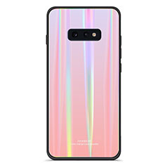 Silikon Schutzhülle Rahmen Tasche Hülle Spiegel Farbverlauf Regenbogen H04 für Samsung Galaxy S10e Rosa
