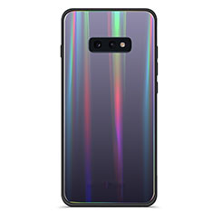 Silikon Schutzhülle Rahmen Tasche Hülle Spiegel Farbverlauf Regenbogen H04 für Samsung Galaxy S10e Schwarz