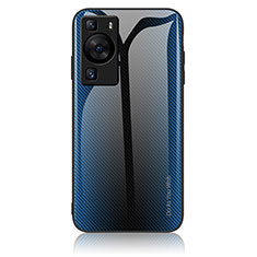 Silikon Schutzhülle Rahmen Tasche Hülle Spiegel Farbverlauf Regenbogen JM1 für Huawei P60 Pro Blau