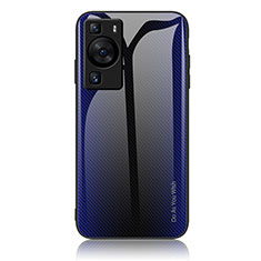Silikon Schutzhülle Rahmen Tasche Hülle Spiegel Farbverlauf Regenbogen JM1 für Huawei P60 Pro Königs Blau