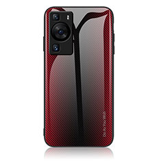 Silikon Schutzhülle Rahmen Tasche Hülle Spiegel Farbverlauf Regenbogen JM1 für Huawei P60 Pro Rot