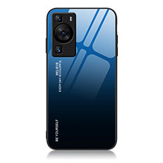Silikon Schutzhülle Rahmen Tasche Hülle Spiegel Farbverlauf Regenbogen JM2 für Huawei P60 Pro Blau