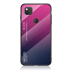 Silikon Schutzhülle Rahmen Tasche Hülle Spiegel Farbverlauf Regenbogen LS1 für Google Pixel 4a Pink