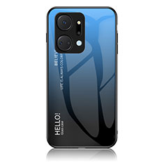 Silikon Schutzhülle Rahmen Tasche Hülle Spiegel Farbverlauf Regenbogen LS1 für Huawei Honor X7a Blau