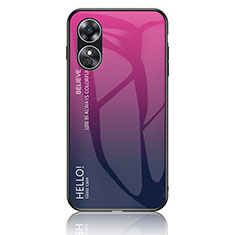 Silikon Schutzhülle Rahmen Tasche Hülle Spiegel Farbverlauf Regenbogen LS1 für Oppo A17 Pink