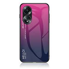 Silikon Schutzhülle Rahmen Tasche Hülle Spiegel Farbverlauf Regenbogen LS1 für Oppo A58 4G Pink