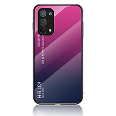 Silikon Schutzhülle Rahmen Tasche Hülle Spiegel Farbverlauf Regenbogen LS1 für Oppo A74 4G Pink