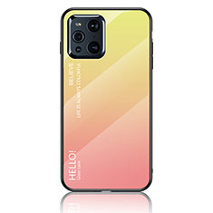 Silikon Schutzhülle Rahmen Tasche Hülle Spiegel Farbverlauf Regenbogen LS1 für Oppo Find X3 5G Gelb