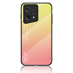 Silikon Schutzhülle Rahmen Tasche Hülle Spiegel Farbverlauf Regenbogen LS1 für Oppo Find X5 5G Gelb