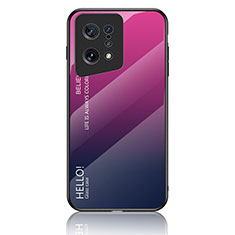 Silikon Schutzhülle Rahmen Tasche Hülle Spiegel Farbverlauf Regenbogen LS1 für Oppo Find X5 5G Pink