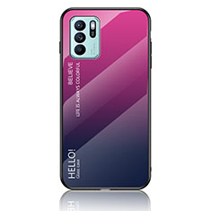 Silikon Schutzhülle Rahmen Tasche Hülle Spiegel Farbverlauf Regenbogen LS1 für Oppo Reno6 Z 5G Pink