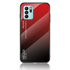 Silikon Schutzhülle Rahmen Tasche Hülle Spiegel Farbverlauf Regenbogen LS1 für Oppo Reno6 Z 5G Rot