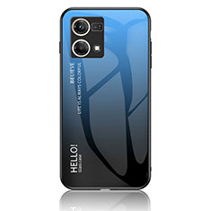 Silikon Schutzhülle Rahmen Tasche Hülle Spiegel Farbverlauf Regenbogen LS1 für Oppo Reno7 4G Blau