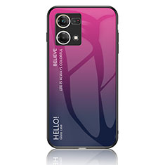 Silikon Schutzhülle Rahmen Tasche Hülle Spiegel Farbverlauf Regenbogen LS1 für Oppo Reno7 4G Pink