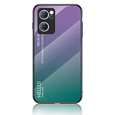 Silikon Schutzhülle Rahmen Tasche Hülle Spiegel Farbverlauf Regenbogen LS1 für Oppo Reno7 5G Plusfarbig