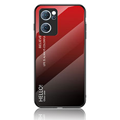 Silikon Schutzhülle Rahmen Tasche Hülle Spiegel Farbverlauf Regenbogen LS1 für Oppo Reno7 5G Rot