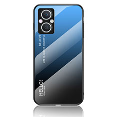 Silikon Schutzhülle Rahmen Tasche Hülle Spiegel Farbverlauf Regenbogen LS1 für Oppo Reno7 Lite 5G Blau