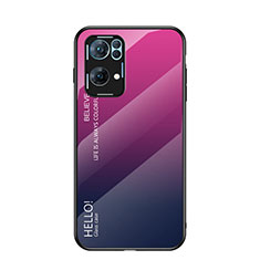 Silikon Schutzhülle Rahmen Tasche Hülle Spiegel Farbverlauf Regenbogen LS1 für Oppo Reno7 Pro 5G Pink