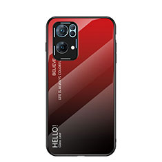 Silikon Schutzhülle Rahmen Tasche Hülle Spiegel Farbverlauf Regenbogen LS1 für Oppo Reno7 Pro 5G Rot