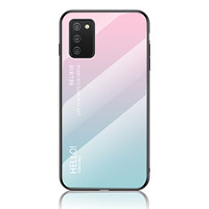 Silikon Schutzhülle Rahmen Tasche Hülle Spiegel Farbverlauf Regenbogen LS1 für Samsung Galaxy A02s Cyan