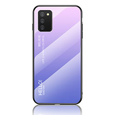 Silikon Schutzhülle Rahmen Tasche Hülle Spiegel Farbverlauf Regenbogen LS1 für Samsung Galaxy A02s Helles Lila