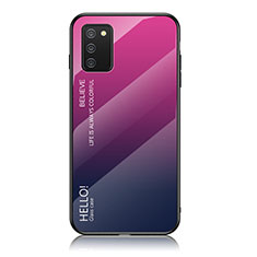 Silikon Schutzhülle Rahmen Tasche Hülle Spiegel Farbverlauf Regenbogen LS1 für Samsung Galaxy A02s Pink