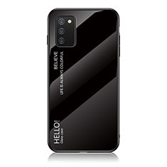 Silikon Schutzhülle Rahmen Tasche Hülle Spiegel Farbverlauf Regenbogen LS1 für Samsung Galaxy A02s Schwarz