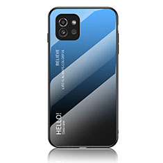 Silikon Schutzhülle Rahmen Tasche Hülle Spiegel Farbverlauf Regenbogen LS1 für Samsung Galaxy A03 Blau