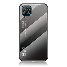 Silikon Schutzhülle Rahmen Tasche Hülle Spiegel Farbverlauf Regenbogen LS1 für Samsung Galaxy A12 Dunkelgrau