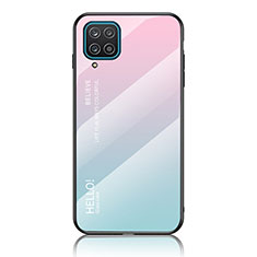 Silikon Schutzhülle Rahmen Tasche Hülle Spiegel Farbverlauf Regenbogen LS1 für Samsung Galaxy A12 Nacho Cyan