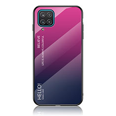 Silikon Schutzhülle Rahmen Tasche Hülle Spiegel Farbverlauf Regenbogen LS1 für Samsung Galaxy A12 Nacho Pink