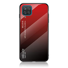 Silikon Schutzhülle Rahmen Tasche Hülle Spiegel Farbverlauf Regenbogen LS1 für Samsung Galaxy A12 Nacho Rot