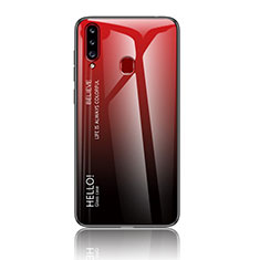 Silikon Schutzhülle Rahmen Tasche Hülle Spiegel Farbverlauf Regenbogen LS1 für Samsung Galaxy A20s Rot
