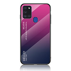 Silikon Schutzhülle Rahmen Tasche Hülle Spiegel Farbverlauf Regenbogen LS1 für Samsung Galaxy A21s Pink