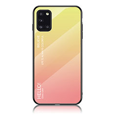 Silikon Schutzhülle Rahmen Tasche Hülle Spiegel Farbverlauf Regenbogen LS1 für Samsung Galaxy A31 Gelb