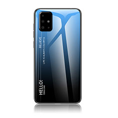 Silikon Schutzhülle Rahmen Tasche Hülle Spiegel Farbverlauf Regenbogen LS1 für Samsung Galaxy A51 4G Blau