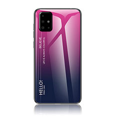 Silikon Schutzhülle Rahmen Tasche Hülle Spiegel Farbverlauf Regenbogen LS1 für Samsung Galaxy A51 4G Pink