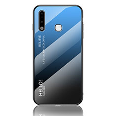 Silikon Schutzhülle Rahmen Tasche Hülle Spiegel Farbverlauf Regenbogen LS1 für Samsung Galaxy A70E Blau