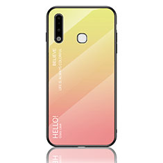 Silikon Schutzhülle Rahmen Tasche Hülle Spiegel Farbverlauf Regenbogen LS1 für Samsung Galaxy A70E Gelb