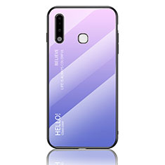 Silikon Schutzhülle Rahmen Tasche Hülle Spiegel Farbverlauf Regenbogen LS1 für Samsung Galaxy A70E Helles Lila