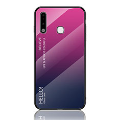 Silikon Schutzhülle Rahmen Tasche Hülle Spiegel Farbverlauf Regenbogen LS1 für Samsung Galaxy A70E Pink