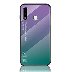 Silikon Schutzhülle Rahmen Tasche Hülle Spiegel Farbverlauf Regenbogen LS1 für Samsung Galaxy A70E Plusfarbig