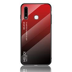 Silikon Schutzhülle Rahmen Tasche Hülle Spiegel Farbverlauf Regenbogen LS1 für Samsung Galaxy A70E Rot