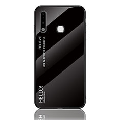 Silikon Schutzhülle Rahmen Tasche Hülle Spiegel Farbverlauf Regenbogen LS1 für Samsung Galaxy A70E Schwarz