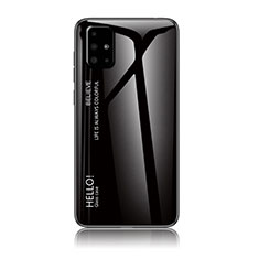 Silikon Schutzhülle Rahmen Tasche Hülle Spiegel Farbverlauf Regenbogen LS1 für Samsung Galaxy A71 4G A715 Schwarz