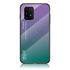 Silikon Schutzhülle Rahmen Tasche Hülle Spiegel Farbverlauf Regenbogen LS1 für Samsung Galaxy A91 Plusfarbig